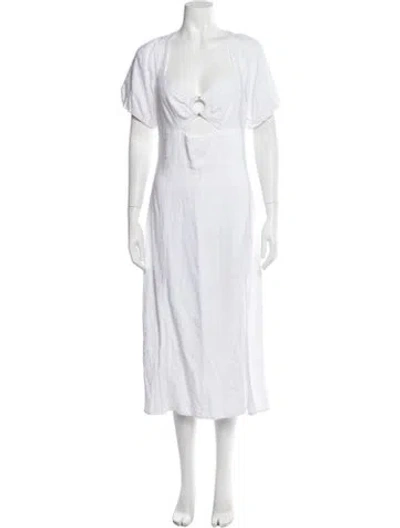 Pre-owned L*space Striped Long Dress In White