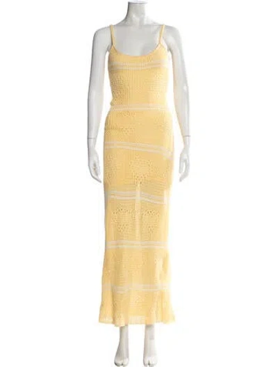 Pre-owned L*space Striped Long Dress In Yellow