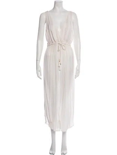 Pre-owned L*space Striped Midi Length Dress In White