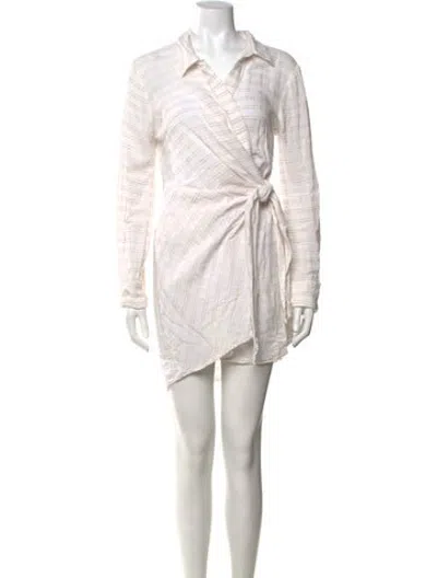 Pre-owned L*space Striped Mini Dress In White