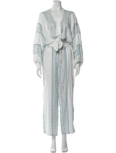 Pre-owned L*space Striped Pant Set In Blue/metallic