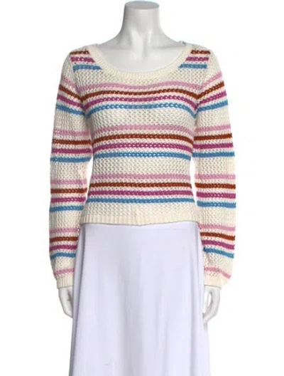 Pre-owned L*space Striped Scoop Neck Sweater In Neutral
