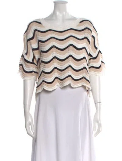 Pre-owned L*space Striped Scoop Neck Sweater In Neutral