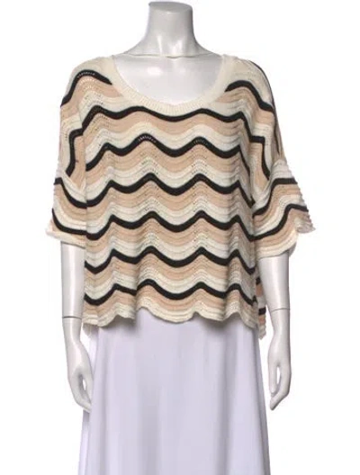Pre-owned L*space Striped Scoop Neck Sweater In Neutrals
