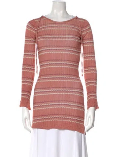 Pre-owned L*space Striped Scoop Neck Sweater In Pink