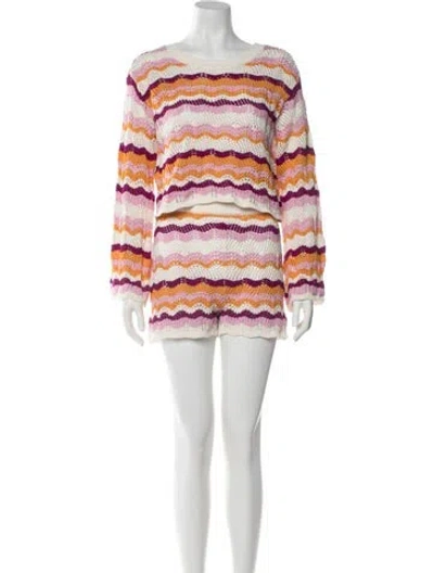 Pre-owned L*space Striped Short Set W/ Tags In White