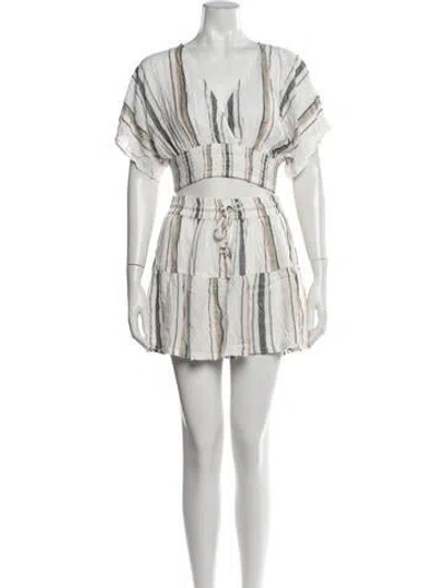 Pre-owned L*space Striped Skirt Set In White