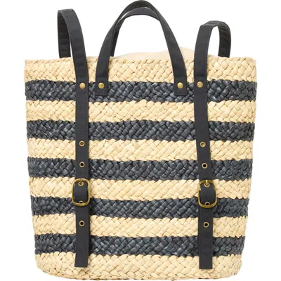 L*space Lspace Summer Days Stripe Straw Backpack In Natural/black