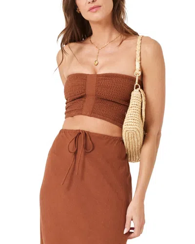 L*space Summer Feels Linen-blend Tube Top In Brown