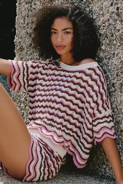 L*space Sunchaser Scalloped Cover Up Crop Top In Multi