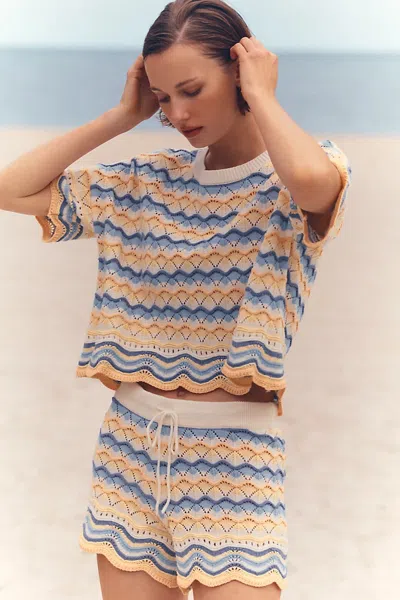 L*space Sun Chaser Crochet Shorts In Blue