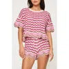 L*space Lspace Sun Chaser Stripe Cover-up Shorts In Shell Yeah Crochet
