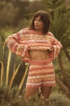 L*space Sun Ray High-rise Crochet Sweater Shorts In Orange