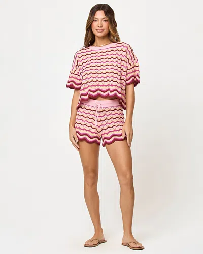 L*space Sunchaser Scalloped Cover Up Shorts In Pink