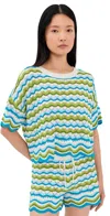 L*space Sunchaser Scalloped Cover Up Crop Top In Blue