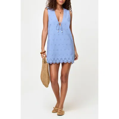 L*space Lspace Sunday Cotton Cover-up Minidress In Blue
