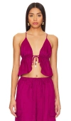 L*space Sundown Linen Tankini Top In Berry