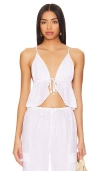 L*space Sundown Linen Tankini Top In White