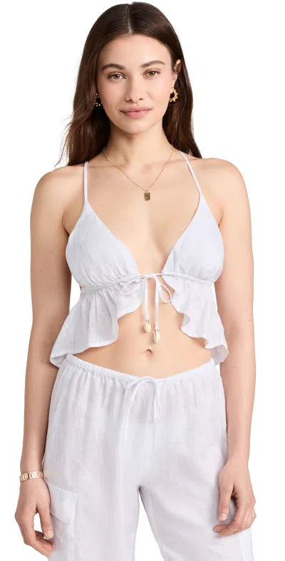 L*space Sundown Linen Tankini Top In White