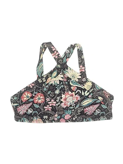 Pre-owned L*space Swimsuit Top Black Floral Pattern Swimwear