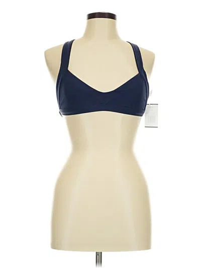 Pre-owned L*space Swimsuit Top Blue Color Block Pattern Halter Neckline Swimwear