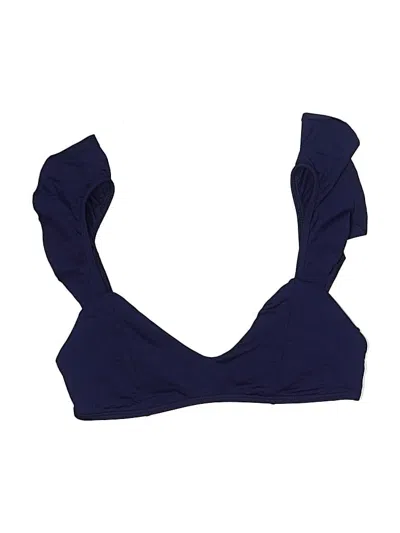 Pre-owned L*space Swimsuit Top Blue Solid Pattern Swimwear