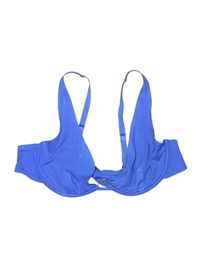Pre-owned L*space Swimsuit Top Blue Solid Pattern Swimwear