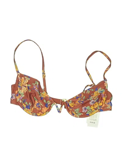 Pre-owned L*space Swimsuit Top Brown Paisley Pattern Swimwear