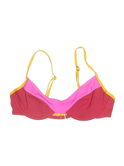 Pre-owned L*space Swimsuit Top Burgundy Color Block Pattern Swimwear