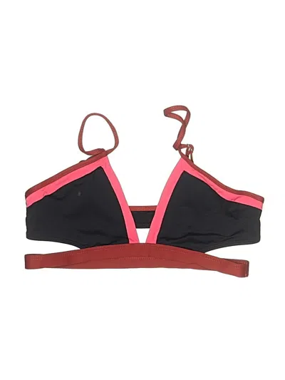 Pre-owned L*space Swimsuit Top Burgundy Color Block Pattern Swimwear