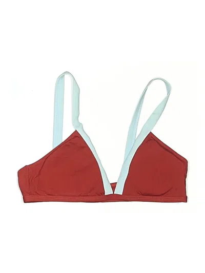 Pre-owned L*space Swimsuit Top Burgundy Color Block Pattern Swimwear