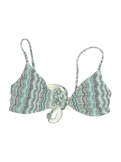 Pre-owned L*space Swimsuit Top Green Print Pattern Swimwear