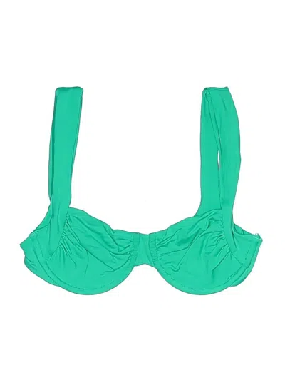 Pre-owned L*space Swimsuit Top Green Solid Pattern Swimwear