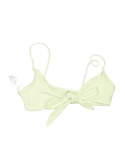 Pre-owned L*space Swimsuit Top Green Solid Pattern Swimwear