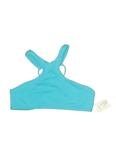 Pre-owned L*space Swimsuit Top Teal Solid Pattern Swimwear In Blue