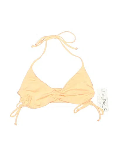 Pre-owned L*space Swimsuit Top Yellow Solid Pattern Swimwear
