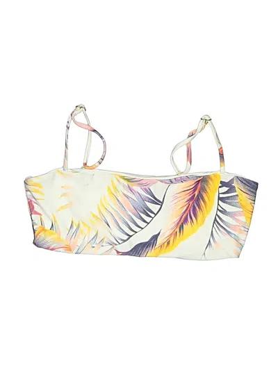 Pre-owned L*space Swimsuit Top Yellow Tropical Pattern Swimwear