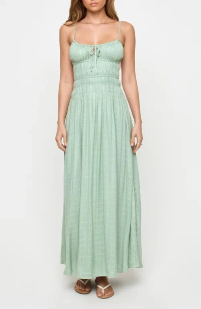 L*space Lspace Tala Shirred Waist Cover-up Maxi Sundress In Green