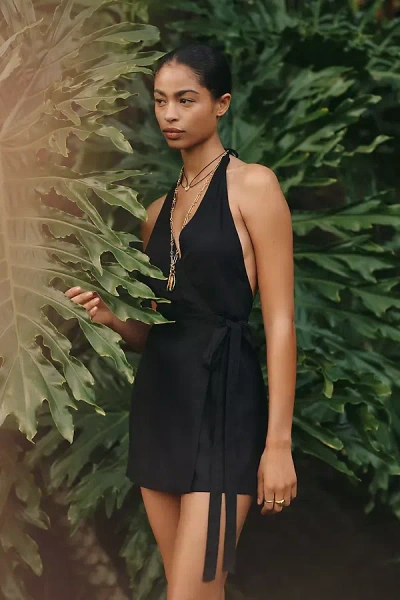 L*space Taura Halter-neck Mini Dress In Black