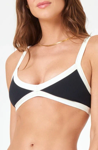 L*space Taylor Rib Bikini Top In Black & Cream