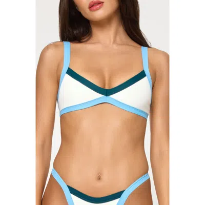 L*space Lspace Taylor Rib Bikini Top In Cream/deep Teal/sea Spray
