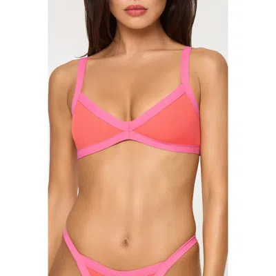 L*space Lspace Taylor Rib Bikini Top In Grapefruit/bubblegum