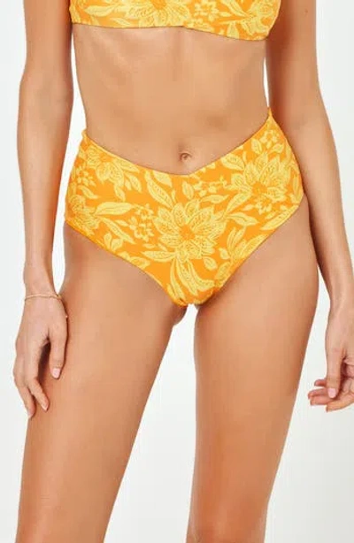 L*space Lspace Tide Classic High Waist Bikini Bottoms In Golden Hour Blossom