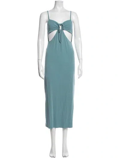 Pre-owned L*space Tie Neck Midi Length Dress In Blue
