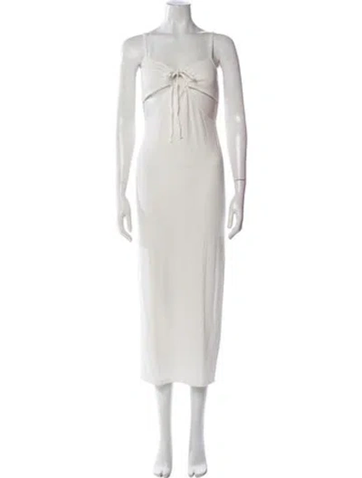 Pre-owned L*space Tie Neck Midi Length Dress W/ Tags In White