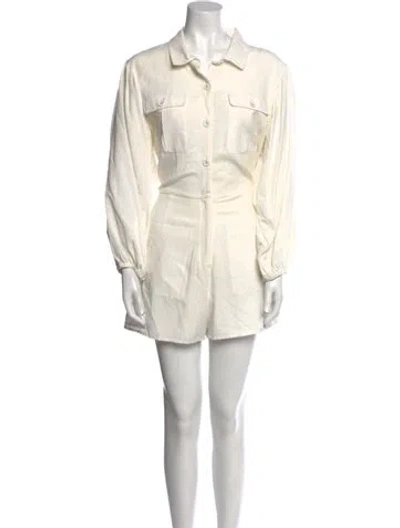 Pre-owned L*space Tie-dye Print Romper In White