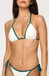 L*space Lspace Triangle Bikini Top In Cream/deep Teal
