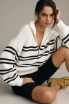 L*space Ultra Stripe Half-zip Sweater In White