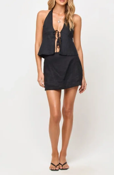 L*space Lspace Venice Linen Cover-up Skort In Black