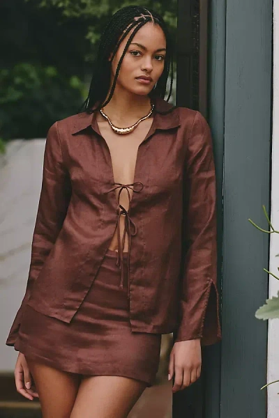 L*space Venice Linen Skort In Brown